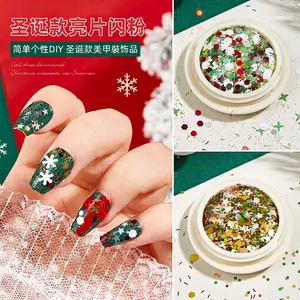 Christmas Nail Glitter Sequins Snowflake Star Hexagon Confetti DIY Manicure Decoration Holiday Festive Style Plastic