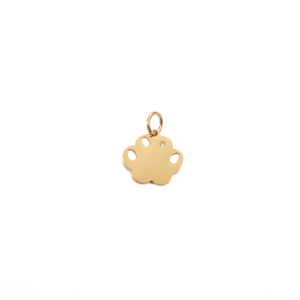 Gold stainless steel paw print pendant with sparkling stone for DIY pet jewelry