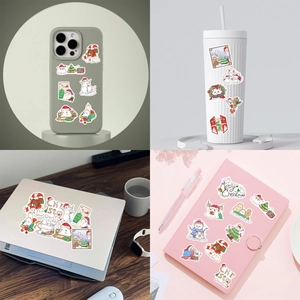 50pcs cute Christmas ghost stickers on phone, laptop, and water bottle decorations