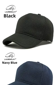 Details von hoch atmungsaktiven Mesh-Baseballkappen in den Farben Schwarz und Marine
