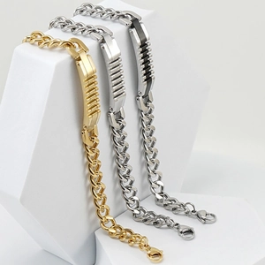 Bracelets gourmette pour homme en acier inoxydable 18K avec maillons style engrenage