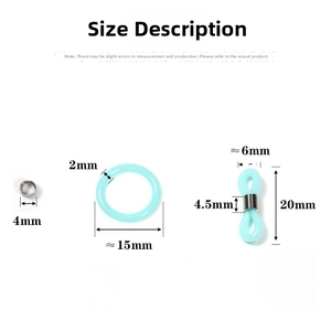Detailed size specifications for silicone eyeglass chain connectors with metal spring rings