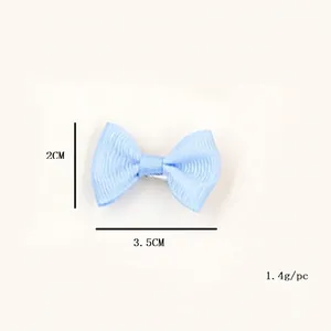 Light blue grosgrain ribbon bow hair clip set with 3.5cm handmade boutique duckbill clips