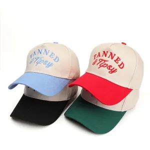 Letter Embroidery Patchwork Cotton Baseball Cap Contrast Color Sunshade Trucker Hat For Men Women Casual Outdoor