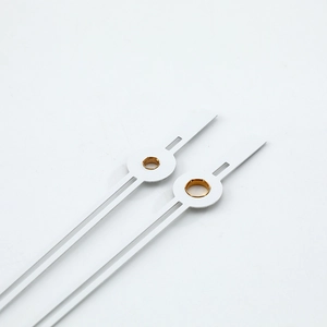 Set of white quartz clock hands with gold metal center for modern wall clock repair