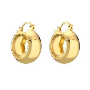 Elegant 14K gold plated chunky hoop earrings with geometric cubic zirconia accents