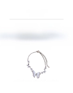 Detail view of zircon butterfly bracelet with size 15.7cm plus 6.8cm extension