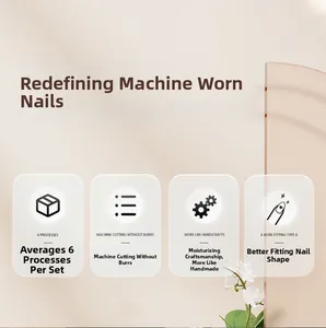 Detail of machine-cut smooth press-on nails with fine texture and seamless fit