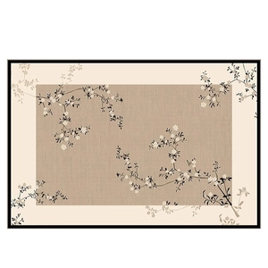 New Chinese style living room area rug with elegant beige floral branch patterns