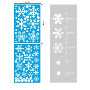 Detailed size specifications for blue snowflake stencil for Christmas party decorations