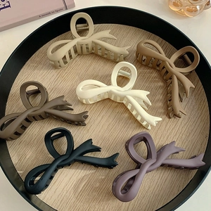 Large Matte Bow Hair Claw Clip Strong Hold Shark Hairpin Elegant Updo Accessories For Women Thick Hair