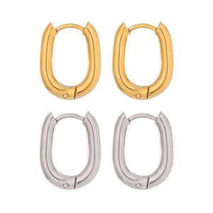 Boucles d'oreilles créoles U en acier titane avec finitions or et argent polies