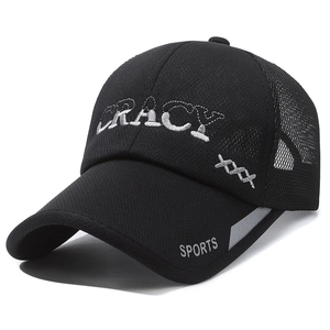 Casquette de baseball de sport en mesh noir pour homme avec broderie CRACY d'été