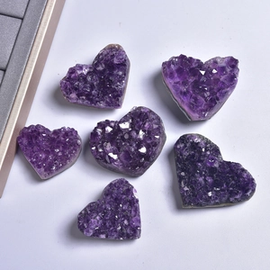 Natural Uruguay purple amethyst heart-shaped clusters crystal mineral specimens set