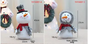 Detailed comparison of two snowman plush decorations in different sizes for Xmas
