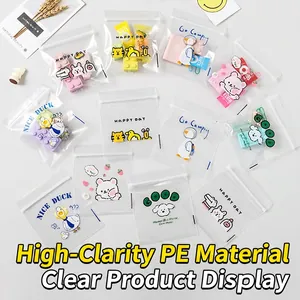 Cute cartoon transparent PE ziplock bags with diverse animal prints for snack storage