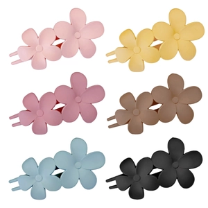 Frosted matte flower hair duckbill clips in six various colors for women styling