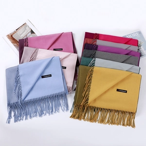 Winter Scarf Shawl Imitation Cashmere Wool Cotton Blend Double Sided Tassel Long Warm Solid Color Fashion For Women Men