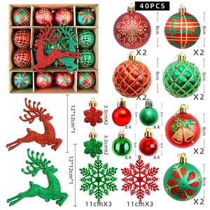 Set dettagliato da 40 pezzi di decorazioni natalizie con palline e renne multicolore