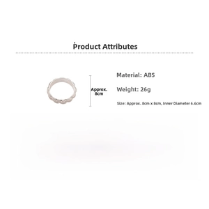 Detailed specs of wave silver geometric bracelet, ABS material, 8cm outer diameter
