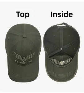 Détails de la broderie US Airforce et de la structure interne de la casquette camo