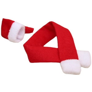 Ensemble festif bonnet de Noël et écharpe rouge et blanc en non-tissé pour bouteille