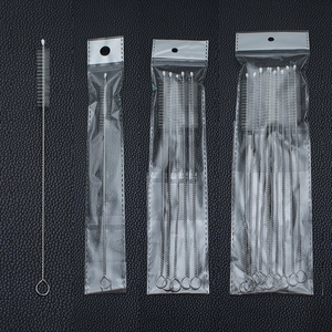 Detail view of nylon bristle straw cleaning brushes with protective tips in multi-pack options