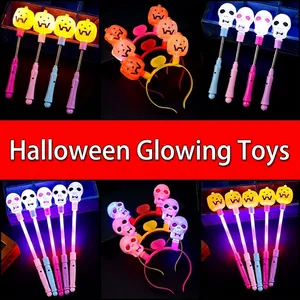 Halloween LED Glow Headband Pumpkin Skull Glowing Wand Party Favor Decoration Prop Plastic