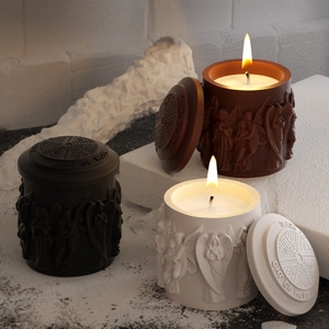 Vasetti per candele profumate con rilievo di angelo e incisione Light of Hope sui coperchi