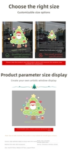 Detail showing UV printed double-sided Christmas window stickers with Santa and tree