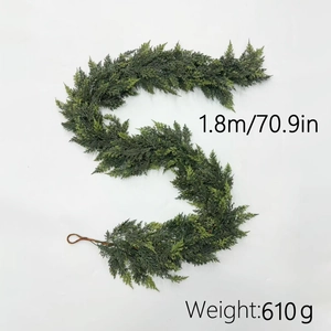 Detailed view of 1.8m lifelike Norfolk pine garland with flexible soft rubber texture