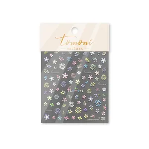 3D embossed jelly nail art stickers featuring colorful daisy flowers model to 3828