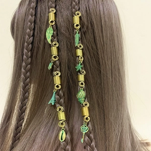 Alloy Dreadlock Hair Rings Braid Jewelry Spiral Spring Pendants Retro Bohemian Shell Starfish Elephant Accessories