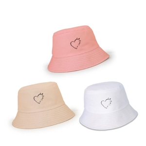 Chapeau bob en coton tendance avec imprimé cœur papillon en rose beige et blanc élégant