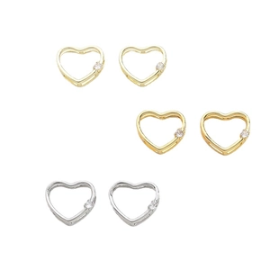 Gold and silver heart-shaped pendants with zircons for DIY jewelry and accessories