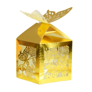 Laser Cut Butterfly Gift Boxes Artificial Pearl Paper Hollow Flower Candy Boxes For Wedding Party Engagement Celebration