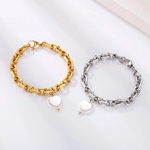 Retro-Herzmuschel-Anhänger Gliederketten in poliertem Gold- und Silber-Finish
