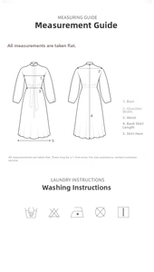 Measuring guide and laundry instruction chart for vintage floral print A-line dress