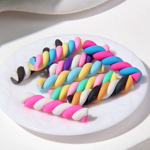Handmade rainbow polymer clay twists for DIY phone case decoration and crafts set