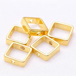 5-piece set of 14K gold plated square bead covers for DIY jewelry making accessories