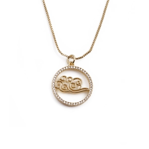 Gold plated cloud necklace with micro-pave zircons and delicate box chain for women