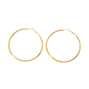 Polished 18K gold plated stainless steel hoop earrings in a minimalist round design