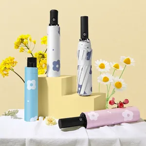 Automatic floral sun and rain umbrellas in pastel colors with UV protection coating