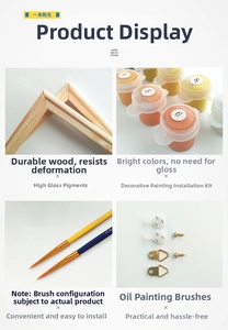 DIY paint by numbers kit including solid wood frame, acrylic paints, and brushes