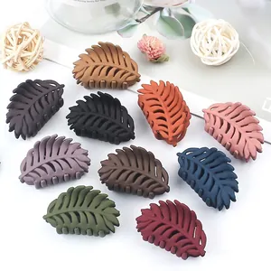 Leaf Shape Hair Claw Shark Clip Matte PC Material Frosted Retro Minimalist Hair Accessory For Women