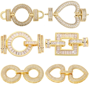 Zirconia studded copper jewelry clasps for necklaces and bracelets in various shapes