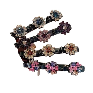 Eleganti fermagli per capelli con fiori di strass colorati per frangia e acconciatura