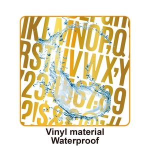 2-inch gold vinyl alphabet and number stickers with waterproof water splash effect
