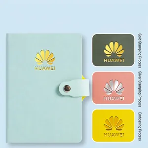 Mini A7 portable notebooks in four colors with embossed leather cover and metallic foil stamping