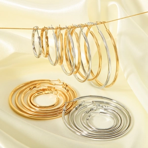 Waterproof 18K Gold Plated Stainless Steel Hoop Earrings Hypoallergenic High Polished Minimalist Fashion Jewelry Women